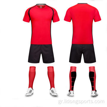 Νέο μοντέλο κόκκινη μαύρη φανέλα ποδοσφαίρου
